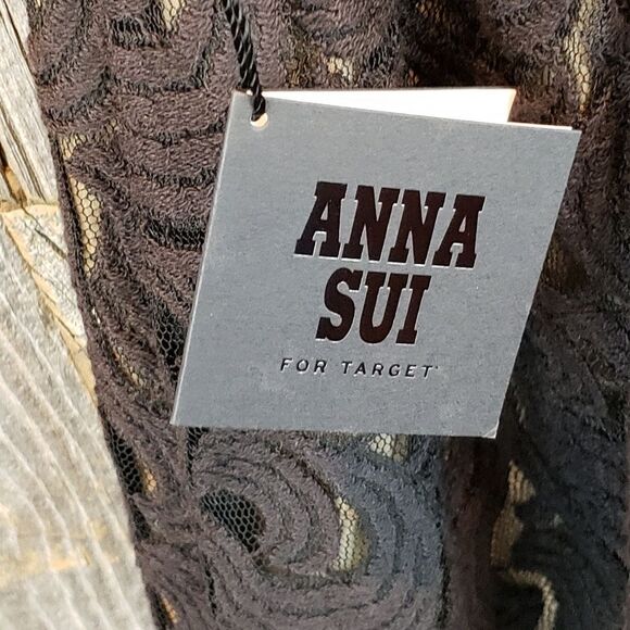 Anna sui for target black lace halter dress high neck shirt size 3 - Picture 4 of 5